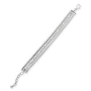 On 34th Multi-Row Silver Tone Chain‎ Bracelet